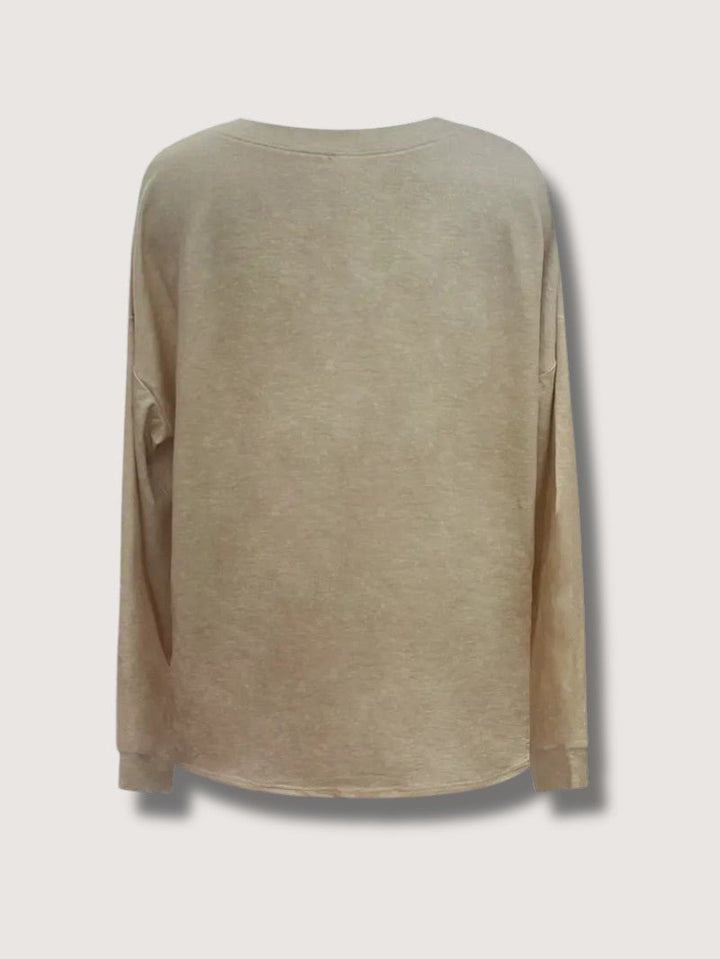 Womens Sweatshirt Vintage Reindeer Print Relaxed Fit
