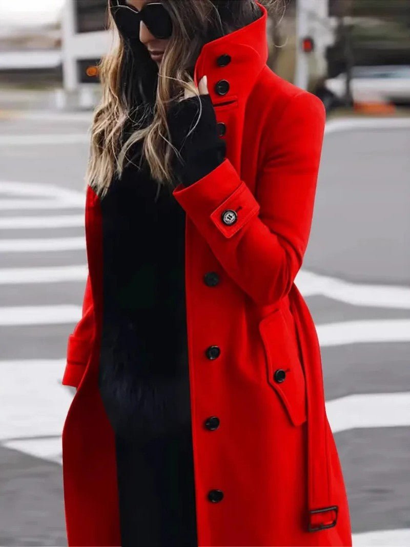 Womens Trench Coat Wool Blend Belted Fit - BritishMode