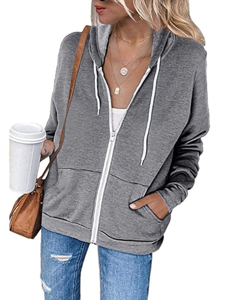Womens Hoodie with Zipper Casual Fit