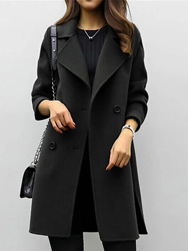 Womens Wool Coat Double Breasted Classic Fit