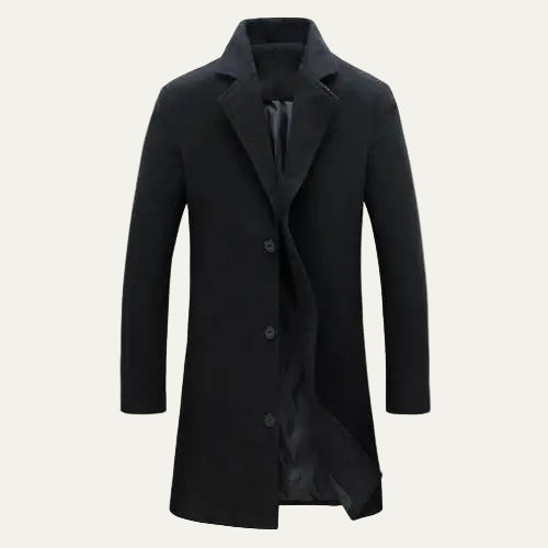 Mens Knee Length Coat Single Breasted Classic Fit