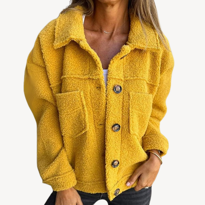 Womens Jacket Teddy Fleece Button Front