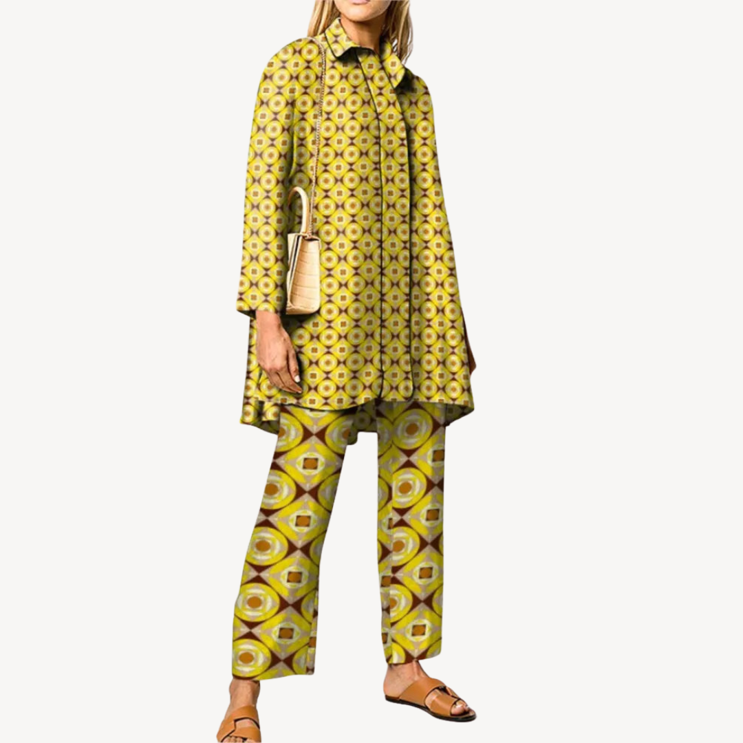Womens Co-Ord Set with Abstract Print Relaxed Fit