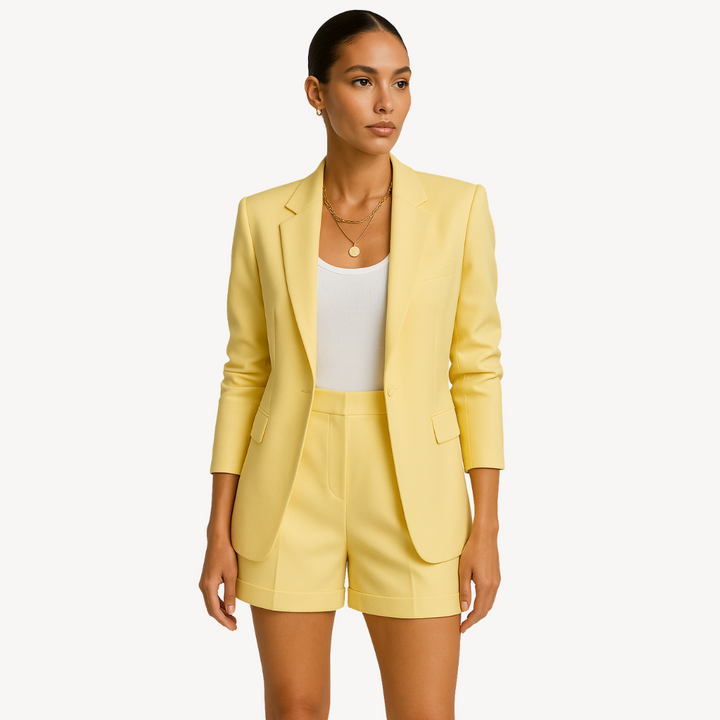 Womens Blazer and Shorts Set Polyester Casual Fit - BritishMode