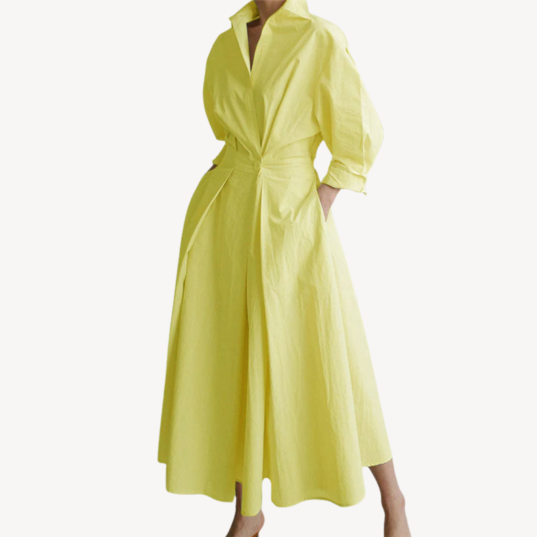 Womens Shirt Dress Cotton Linen Blend Relaxed Fit