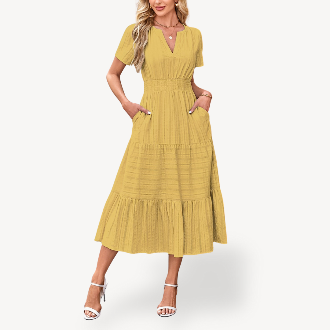 Womens Tiered Midi Dress Relaxed Fit