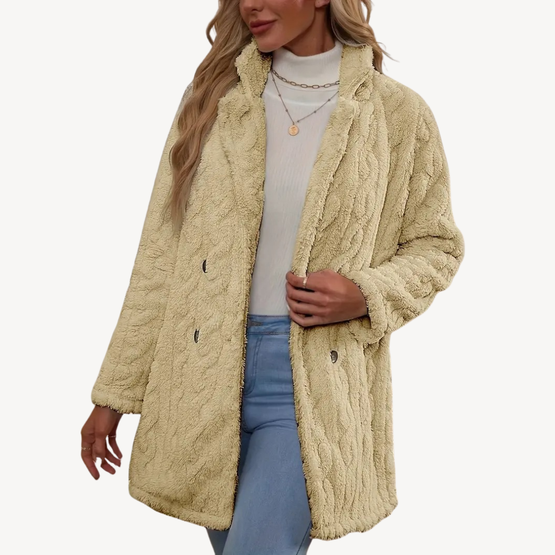 Womens Faux Fur Coat Double-Breasted Fit