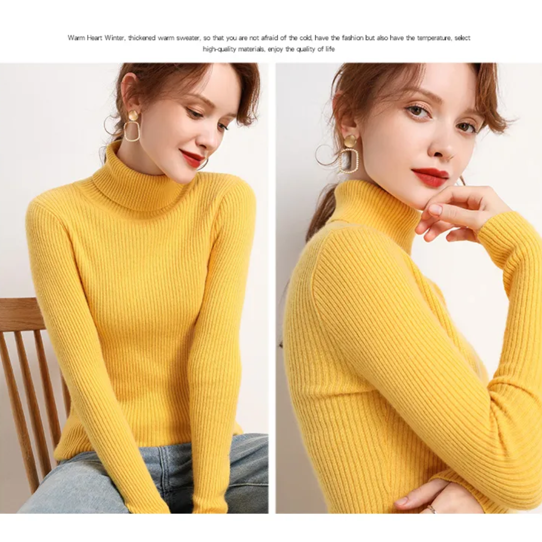 Womens Cashmere Turtleneck Sweater Winter-Ready Fit