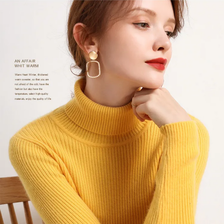 Womens Cashmere Turtleneck Sweater Winter-Ready Fit