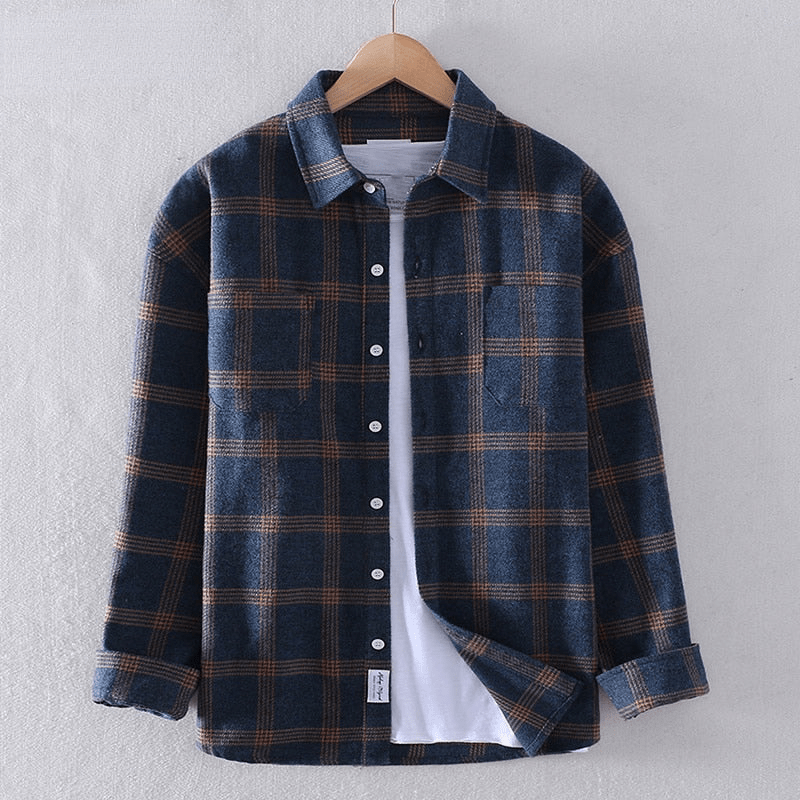 Mens Flannel Shirt Plaid Comfortable Fit - BritishMode