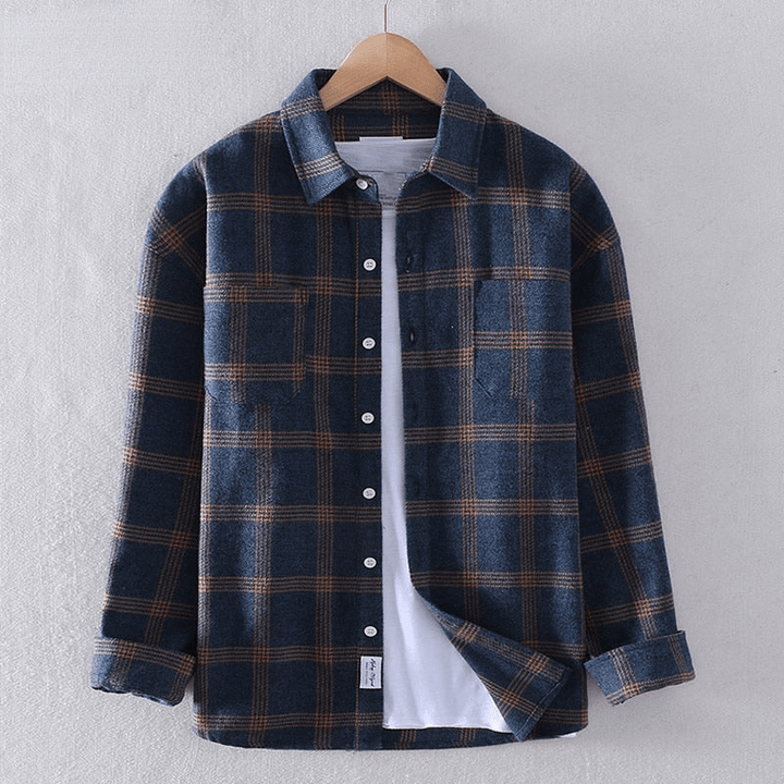 Mens Flannel Shirt Plaid Comfortable Fit - BritishMode