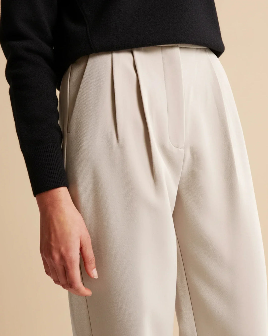 Womens Tailored High Waist Pleated Wide Leg Trousers