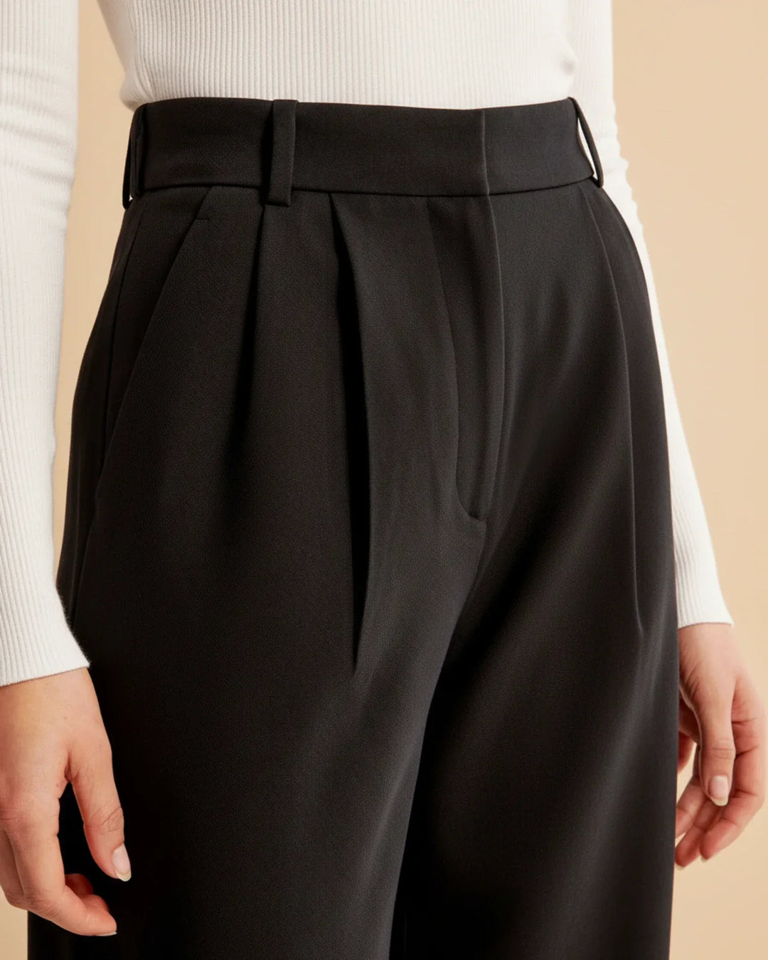 Womens Tailored High Waist Pleated Wide Leg Trousers