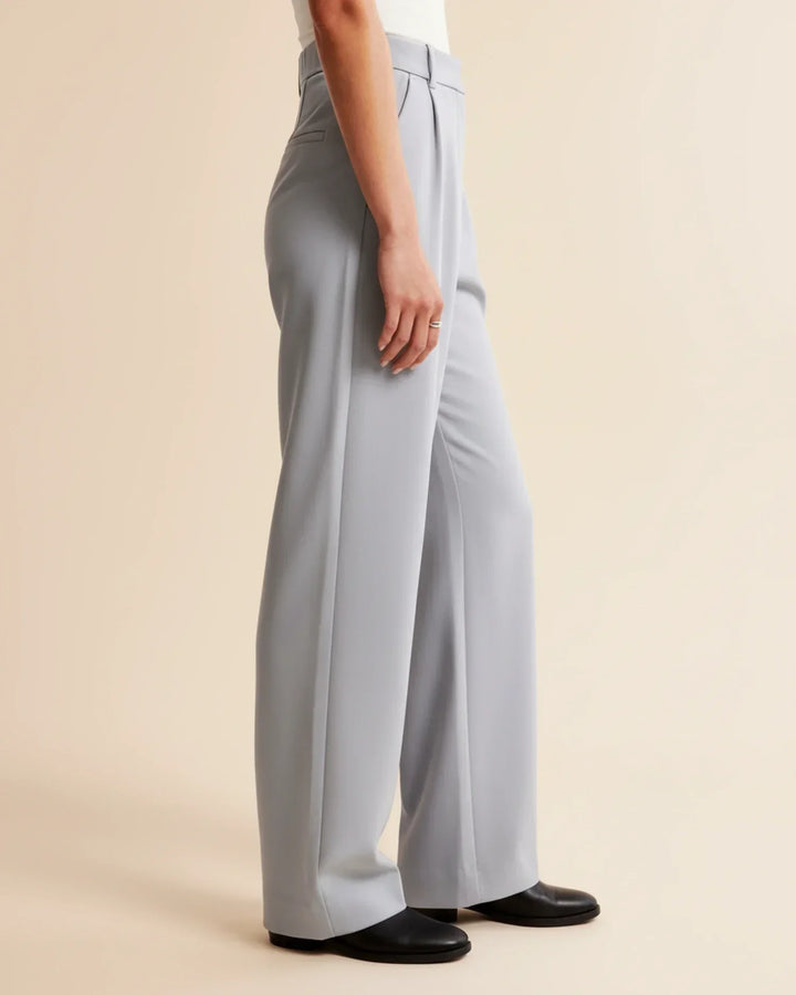 Womens Tailored High Waist Pleated Wide Leg Trousers