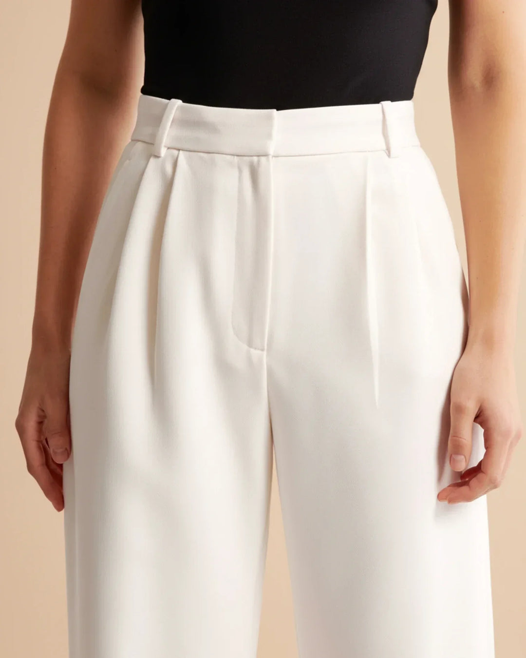 Womens Tailored High Waist Pleated Wide Leg Trousers