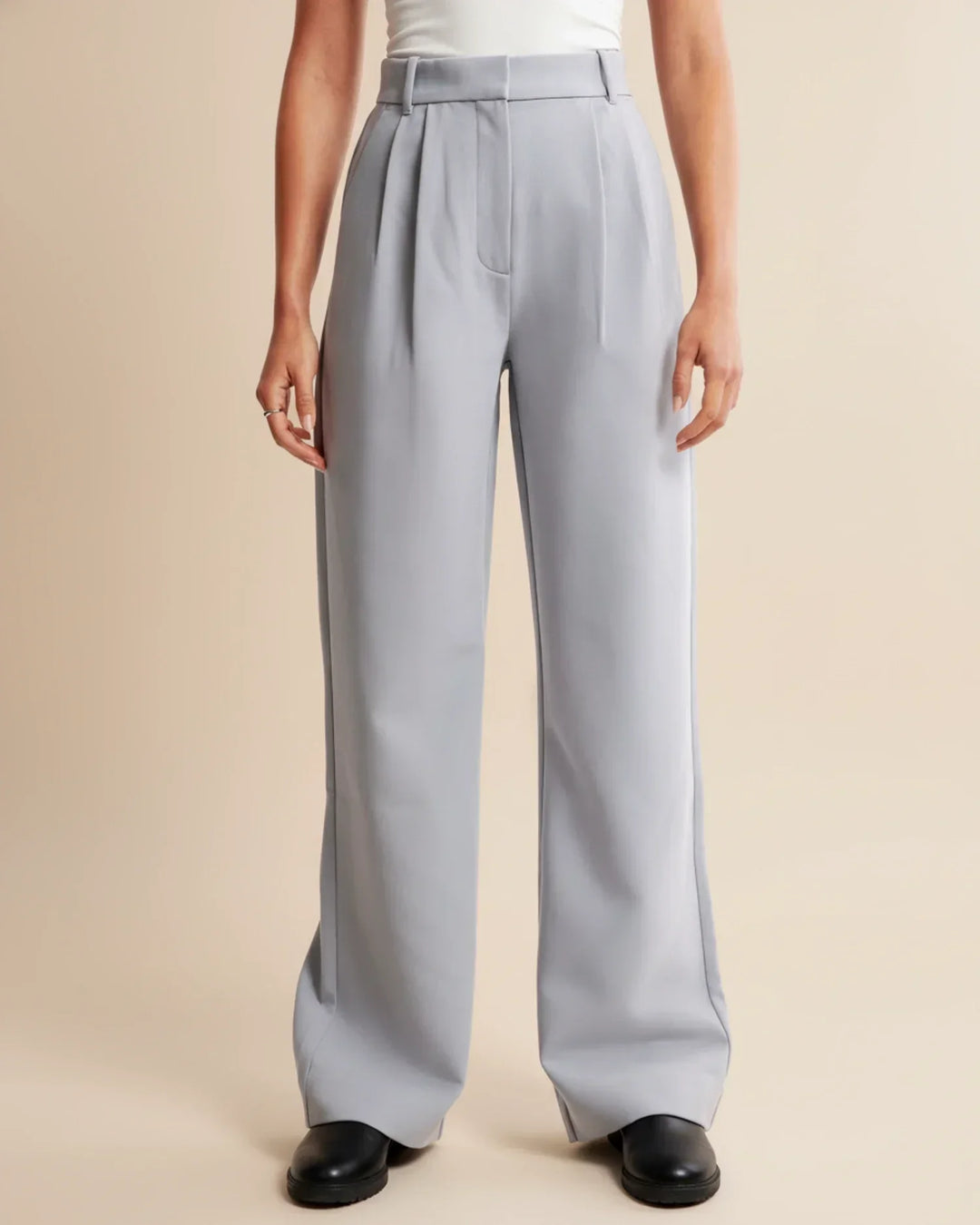 Womens Tailored High Waist Pleated Wide Leg Trousers
