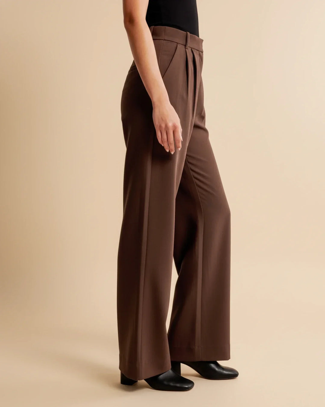 Womens Tailored High Waist Pleated Wide Leg Trousers