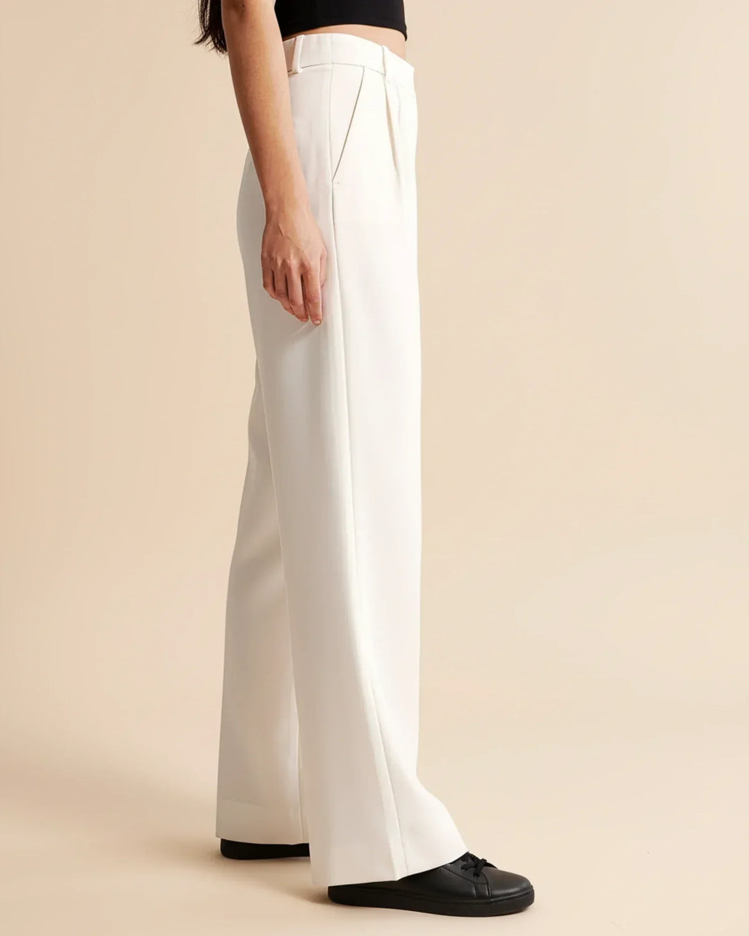 Womens Tailored High Waist Pleated Wide Leg Trousers