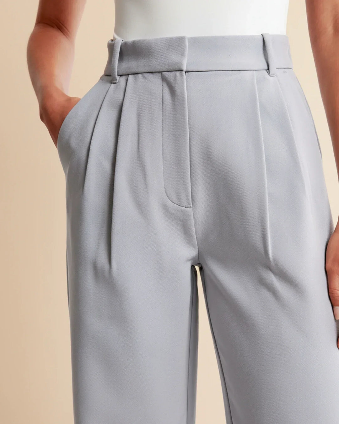 Womens Tailored High Waist Pleated Wide Leg Trousers