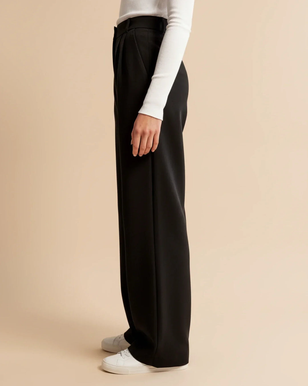 Womens Tailored High Waist Pleated Wide Leg Trousers