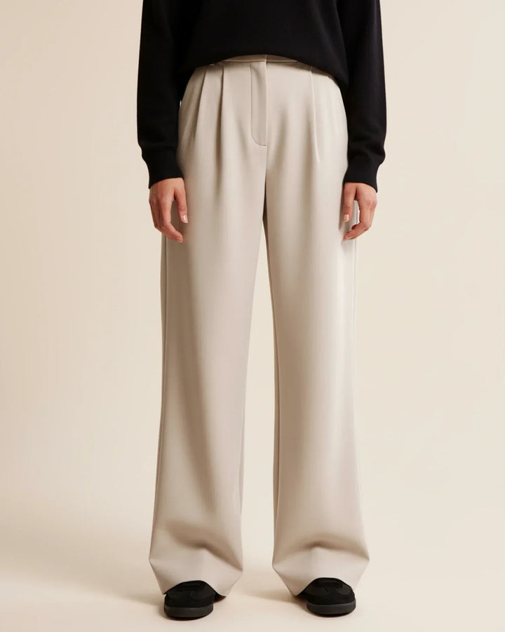 Womens Tailored High Waist Pleated Wide Leg Trousers