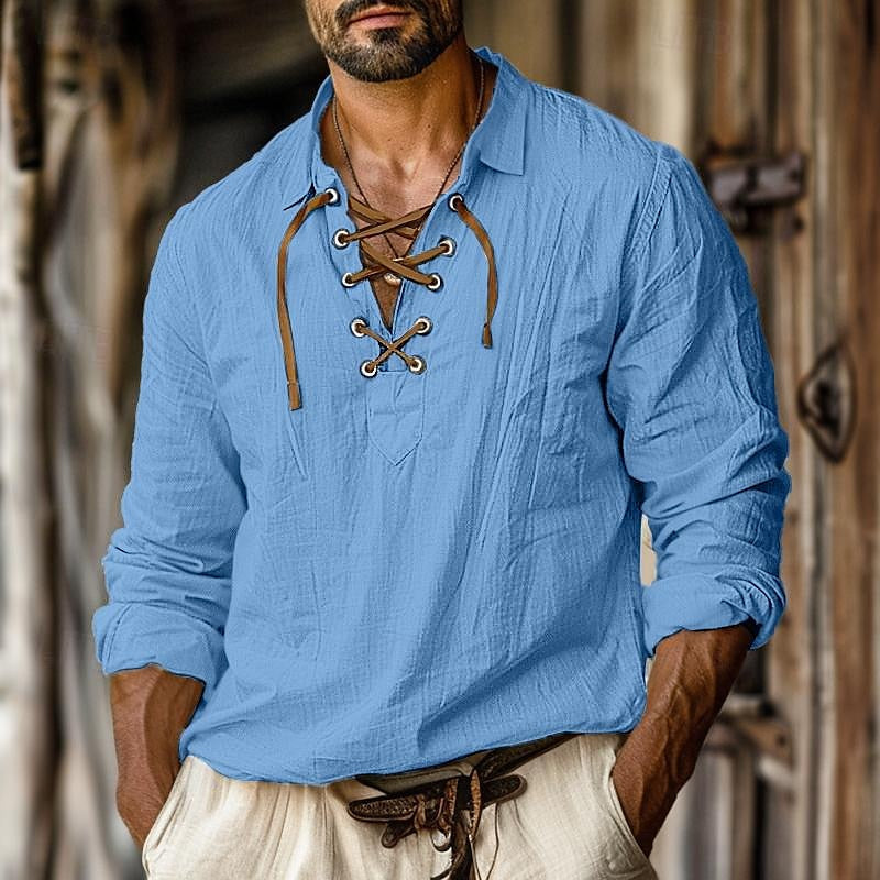 Mens Casual Shirt Long Sleeve Classic Fit