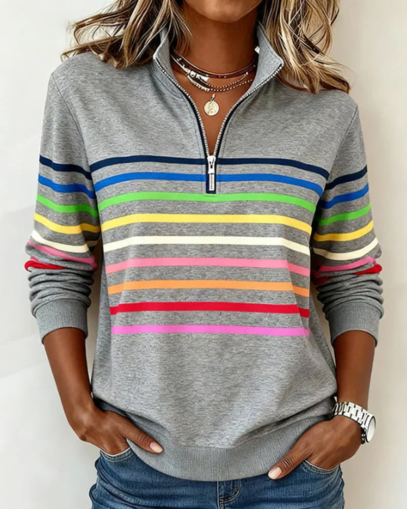 Womens Sweatshirt Half-Zip Collar Relaxed Fit - BritishMode
