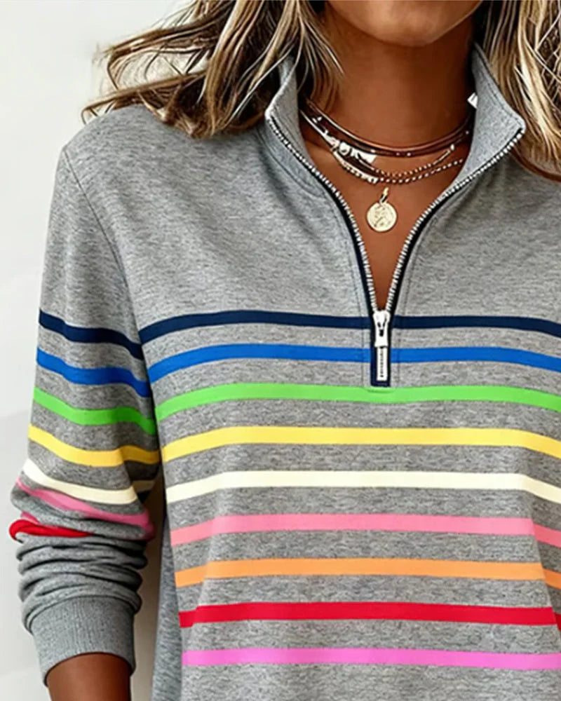 Womens Sweatshirt Half-Zip Collar Relaxed Fit
