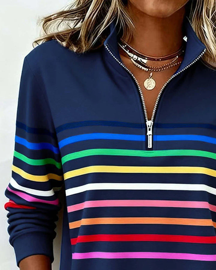Womens Sweatshirt Half-Zip Collar Relaxed Fit