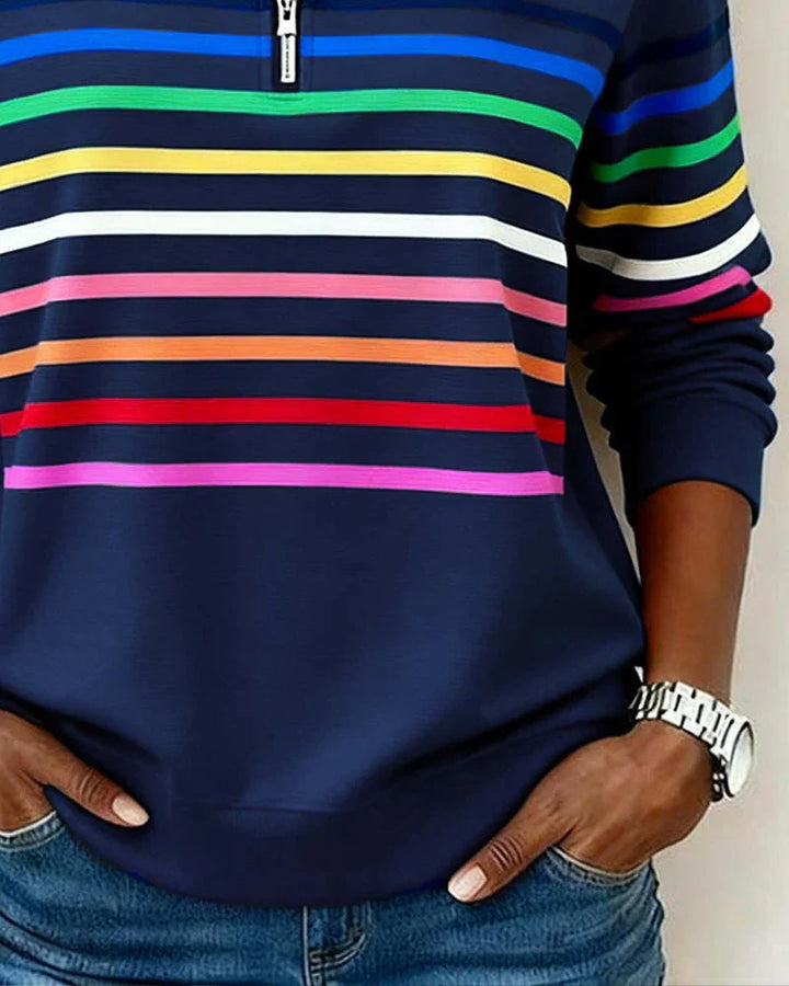 Womens Sweatshirt Half-Zip Collar Relaxed Fit