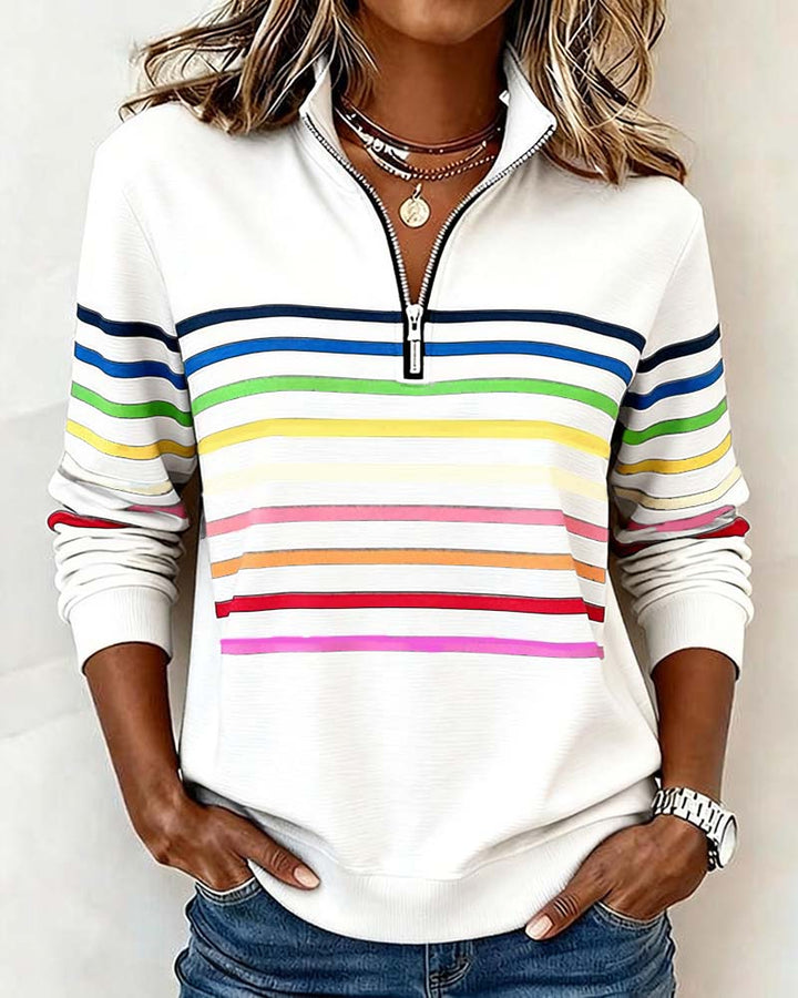 Womens Sweatshirt Half-Zip Collar Relaxed Fit