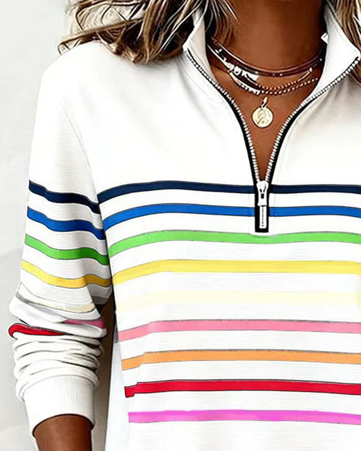 Womens Sweatshirt Half-Zip Collar Relaxed Fit