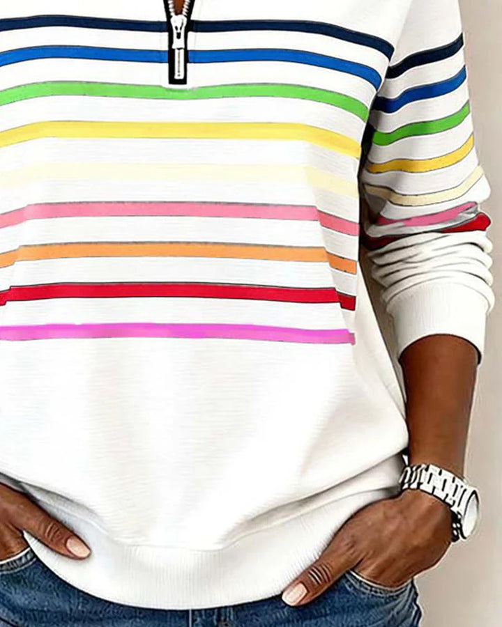 Womens Sweatshirt Half-Zip Collar Relaxed Fit