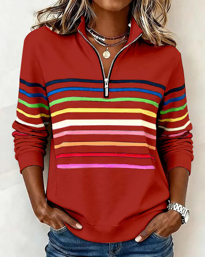 Womens Sweatshirt Half-Zip Collar Relaxed Fit