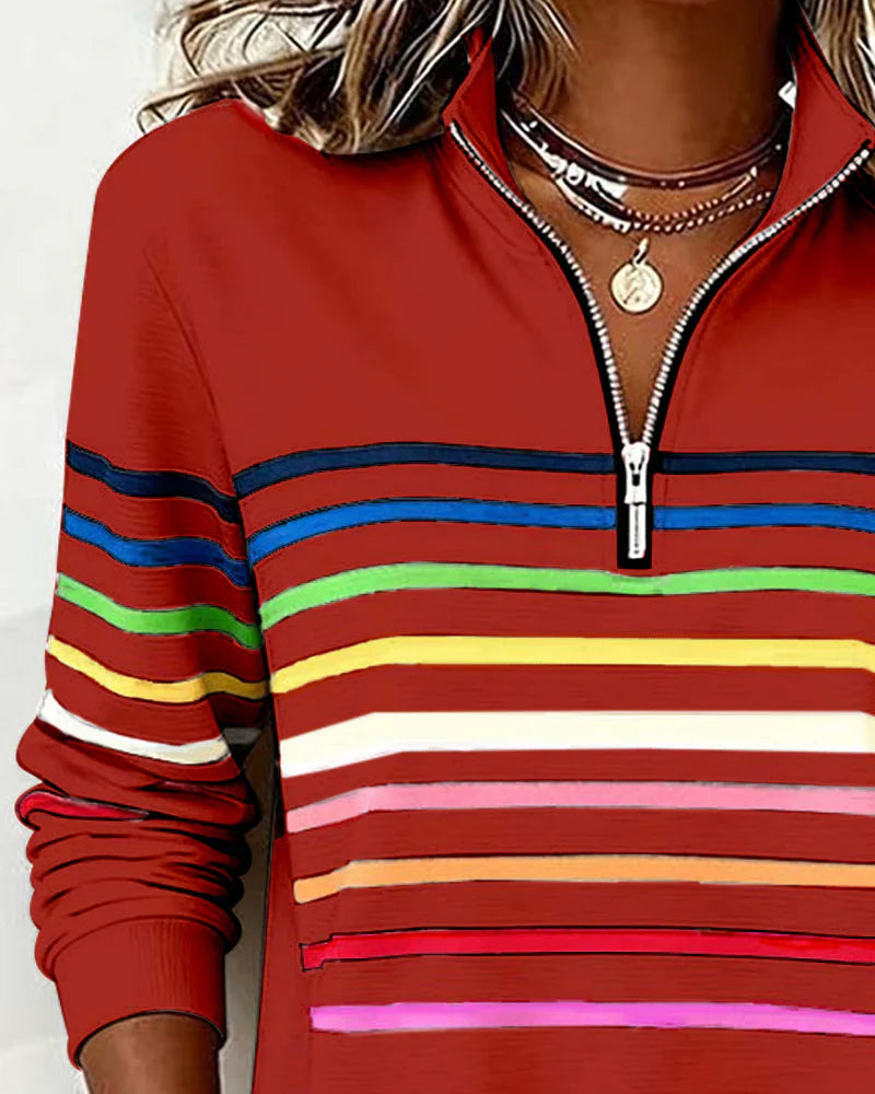 Womens Sweatshirt Half-Zip Collar Relaxed Fit