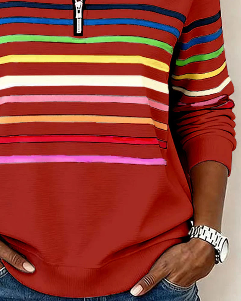 Womens Sweatshirt Half-Zip Collar Relaxed Fit