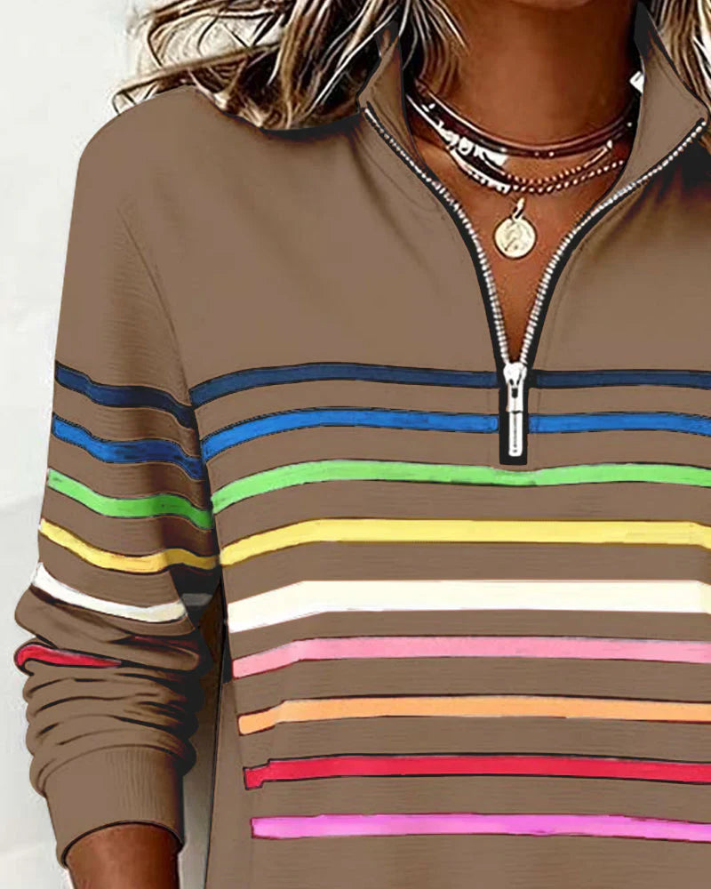 Womens Sweatshirt Half-Zip Collar Relaxed Fit