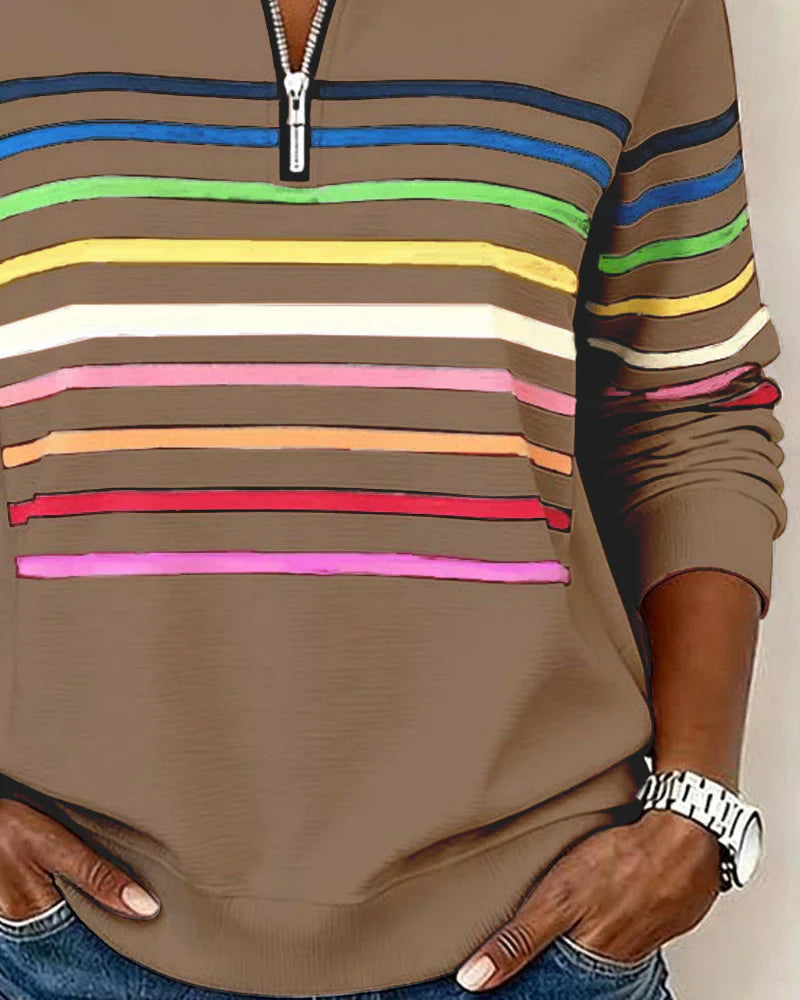 Womens Sweatshirt Half-Zip Collar Relaxed Fit