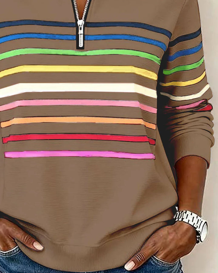 Womens Sweatshirt Half-Zip Collar Relaxed Fit