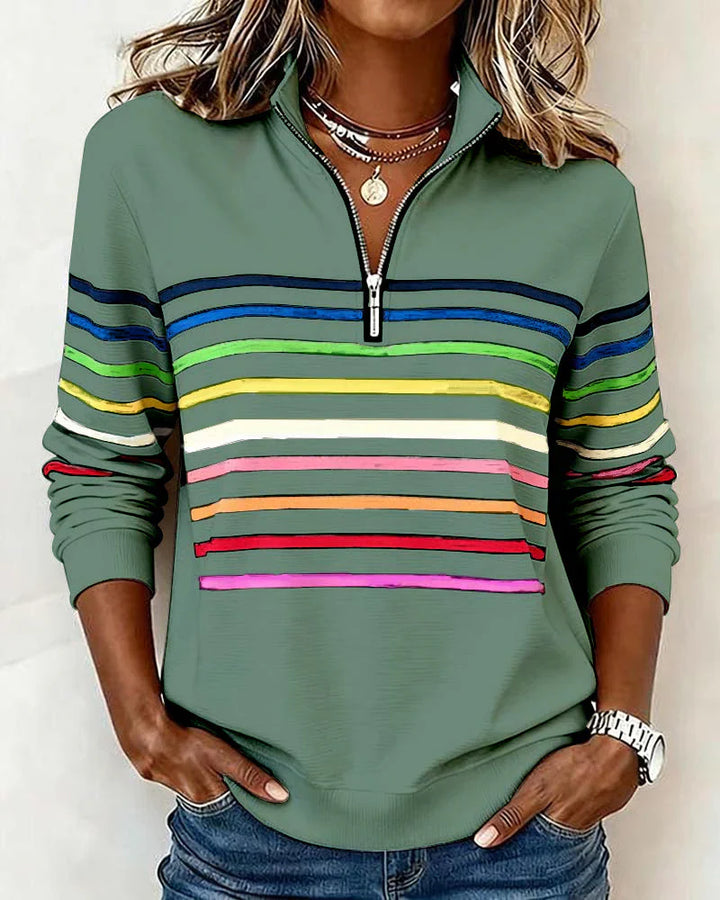 Womens Sweatshirt Half-Zip Collar Relaxed Fit