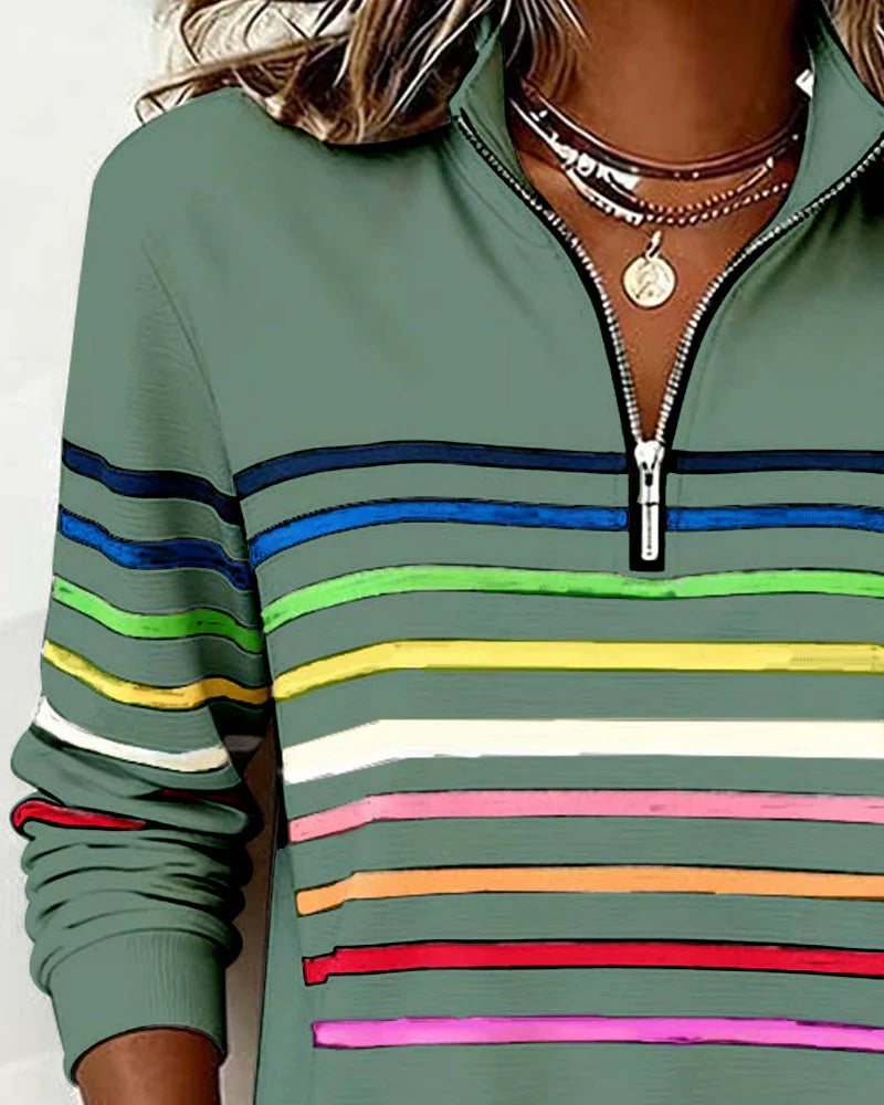 Womens Sweatshirt Half-Zip Collar Relaxed Fit
