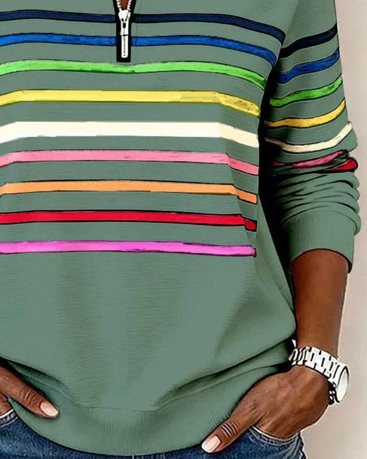 Womens Sweatshirt Half-Zip Collar Relaxed Fit