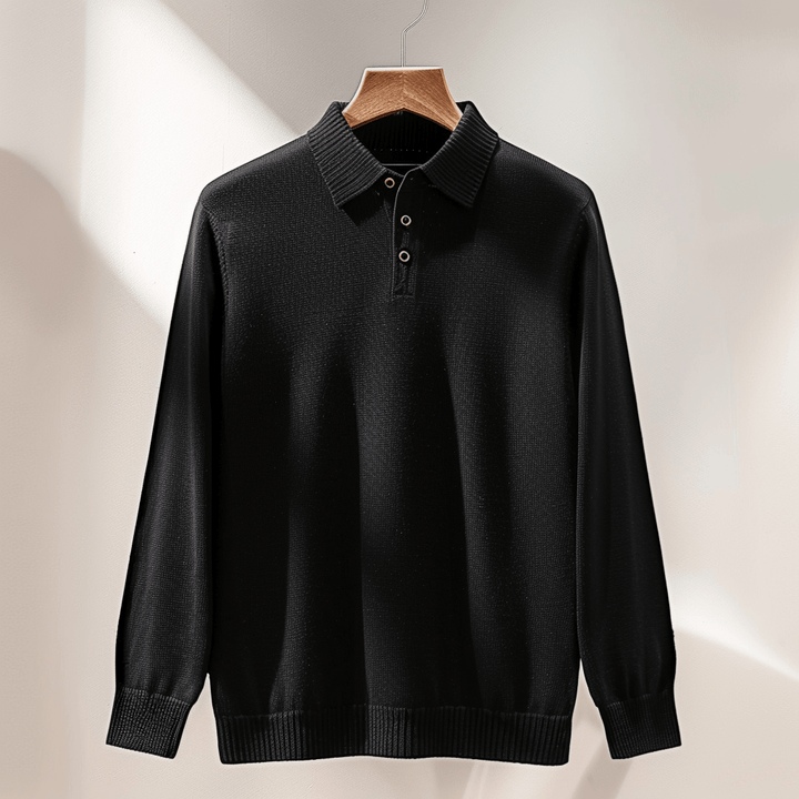 Mens Polo Sweater Wool Blend Classic Fit