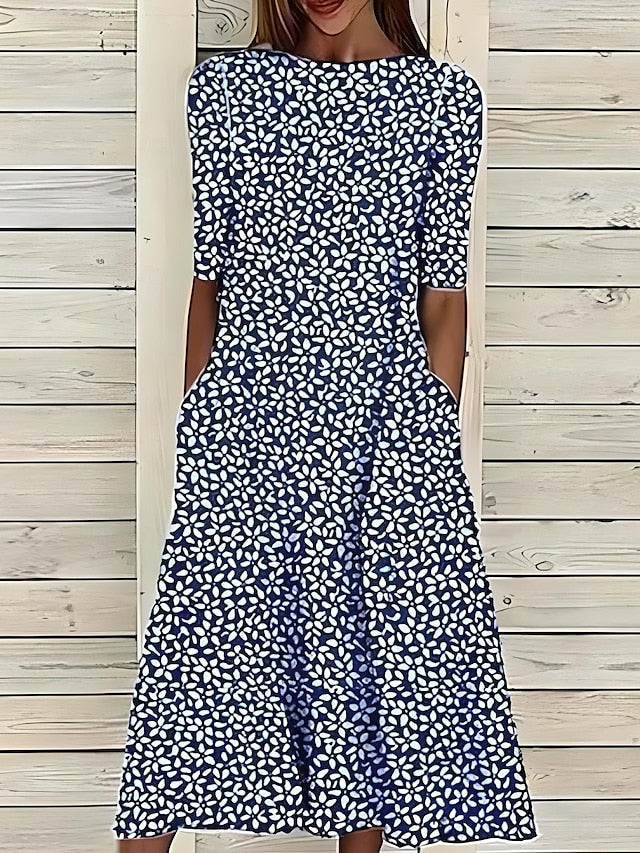 Womens A-Line Midi Dress Relaxed Fit